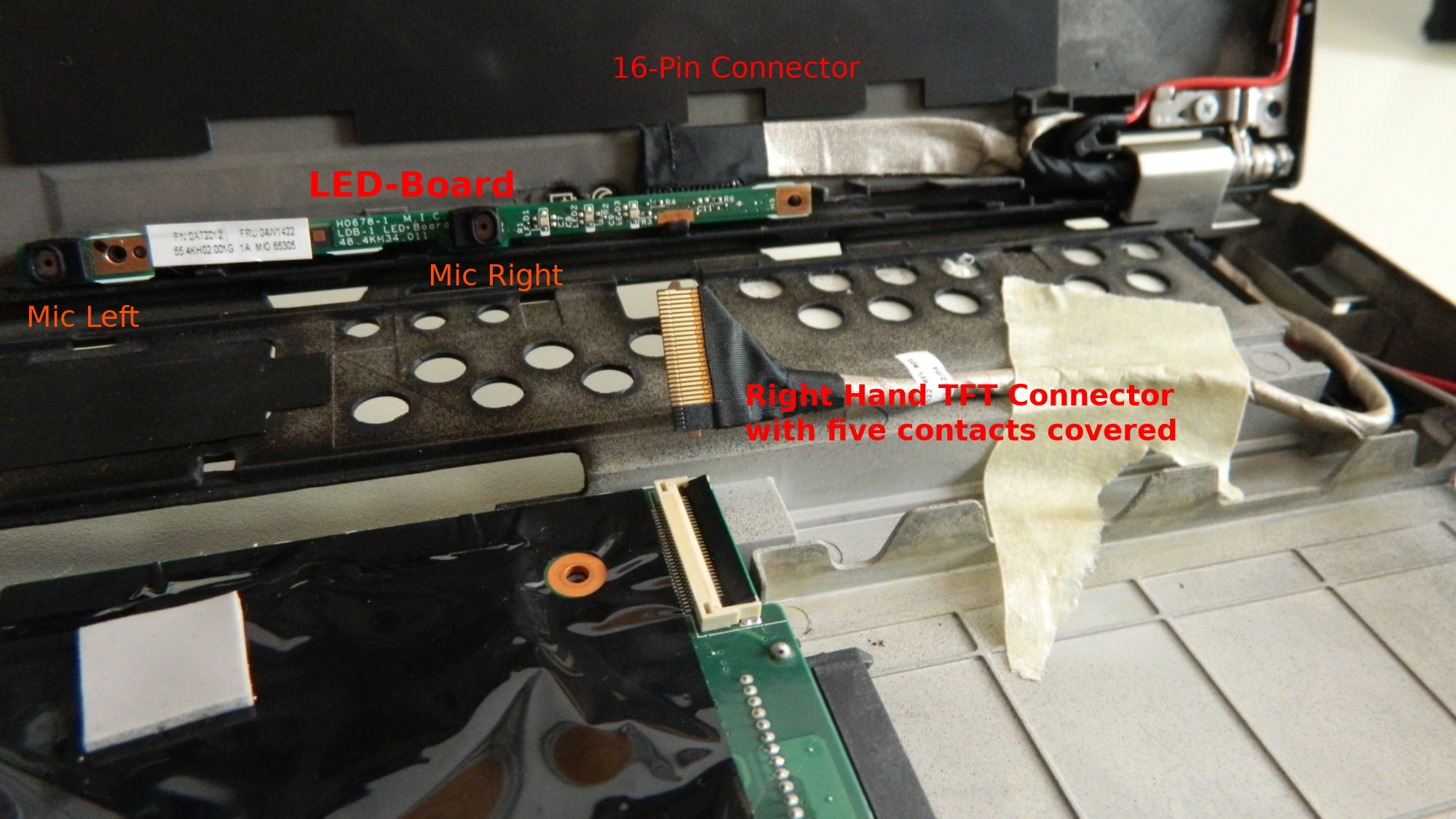 X220: TFT Connector, five contacts covered.