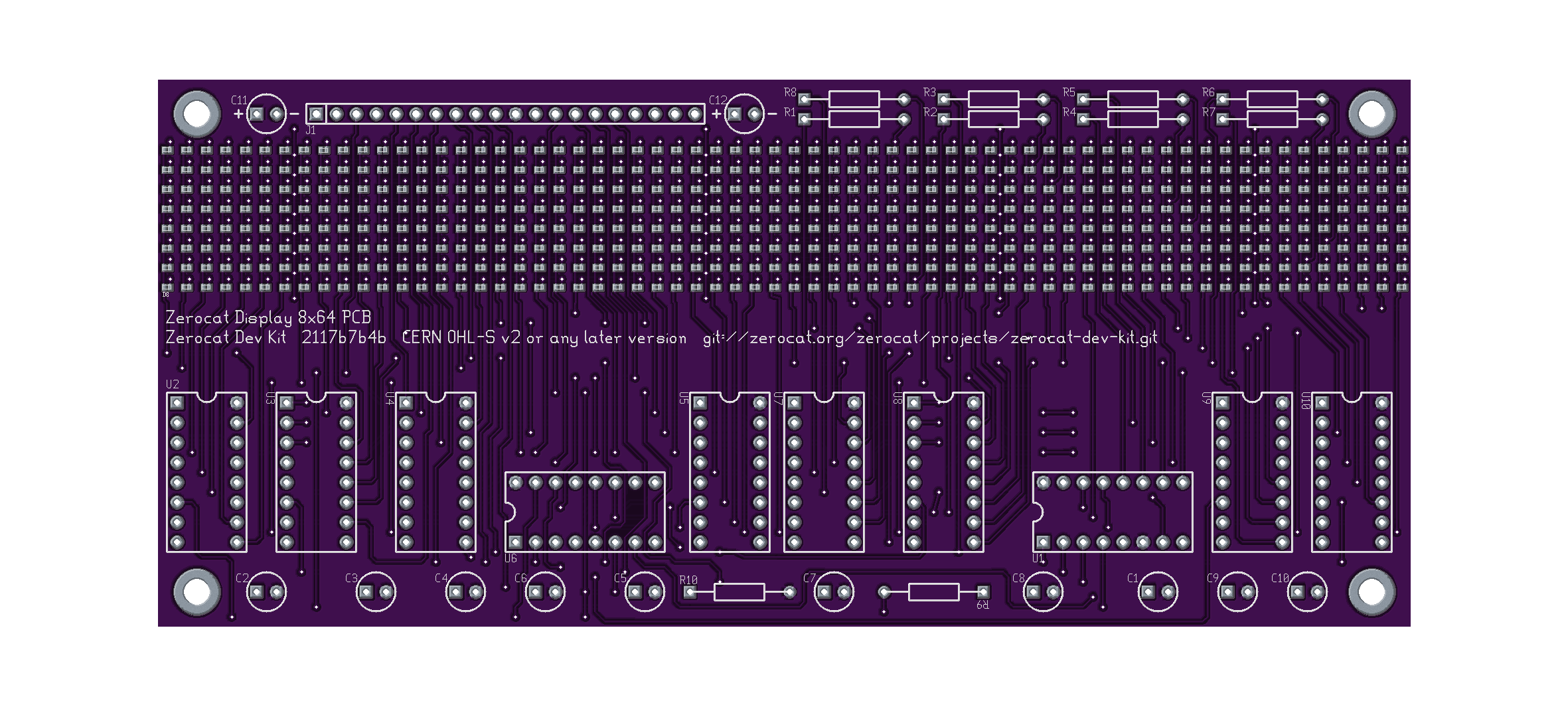 Display 8x64 PCB, top view