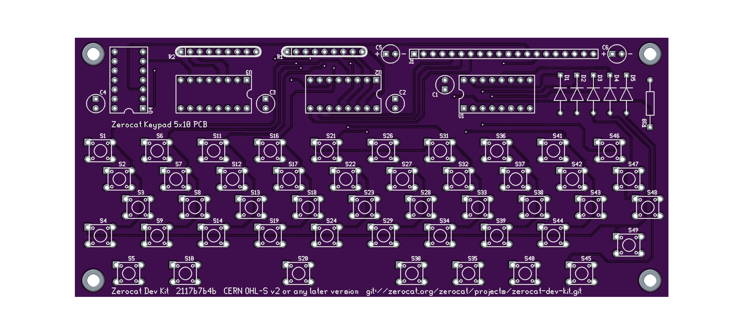 Keypad PCB, top view
